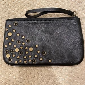 JCREW black leather wristlet